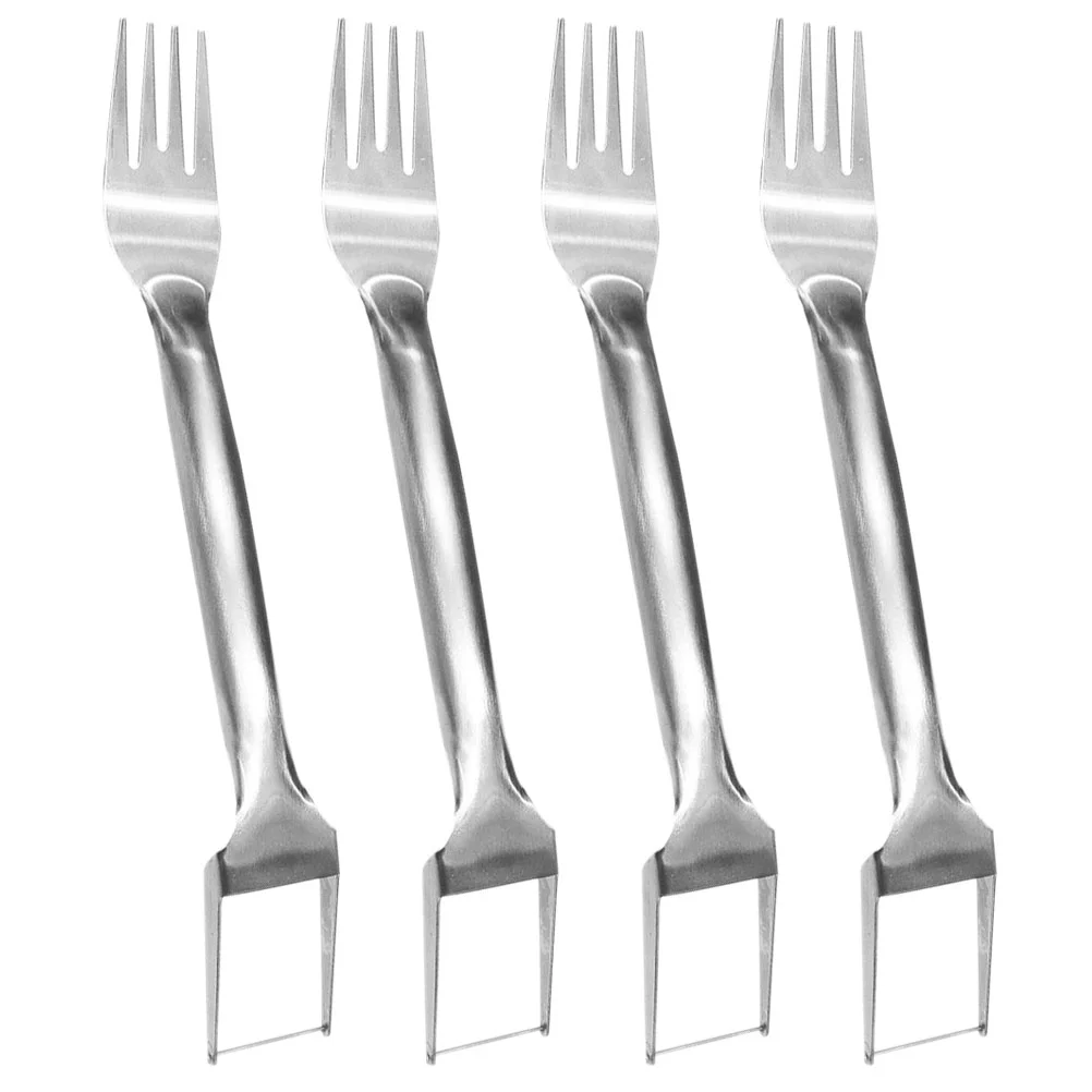 

4 Pcs Hot Dog Slicer Watermelon Fruit Forks Cuber Cutting Tool Salad Automatic Artifact