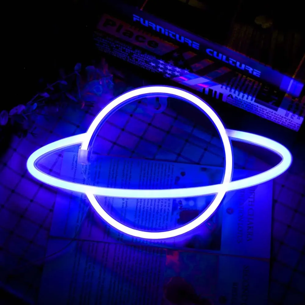

LED Planet Neon Lamp Strip Night Light Hanging Art Neon Signs Bedroom Party Wall Decoration Flexible Light USB Battery Power
