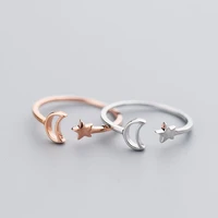 fashion hollow moon stars adjustable ring for women girls super fine tail ring simple daily jewelry gifts