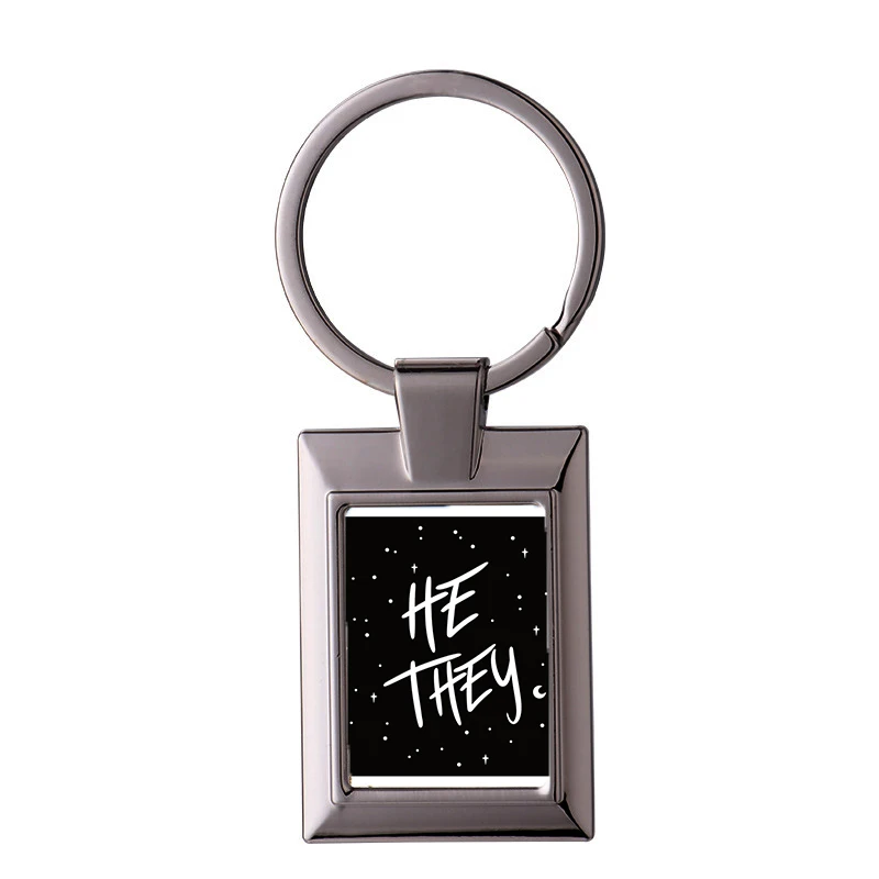 

Stars He They Pronouns Qwo Keychain Ring Jewelry Accessory Customize Fashion Heart Keyring