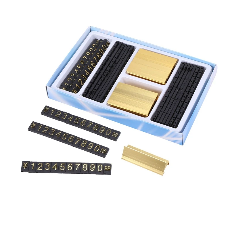 

10X 19 Groups Gold-Tone Metal, Arabic Numerals Together Price Tags