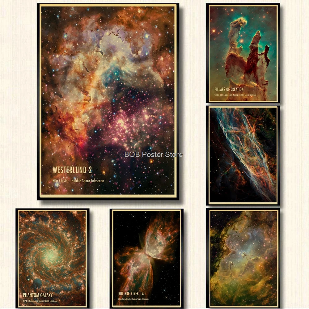 Фэнтезийная Вселенная Космос галактика суперзвезда ретро крафт плакат