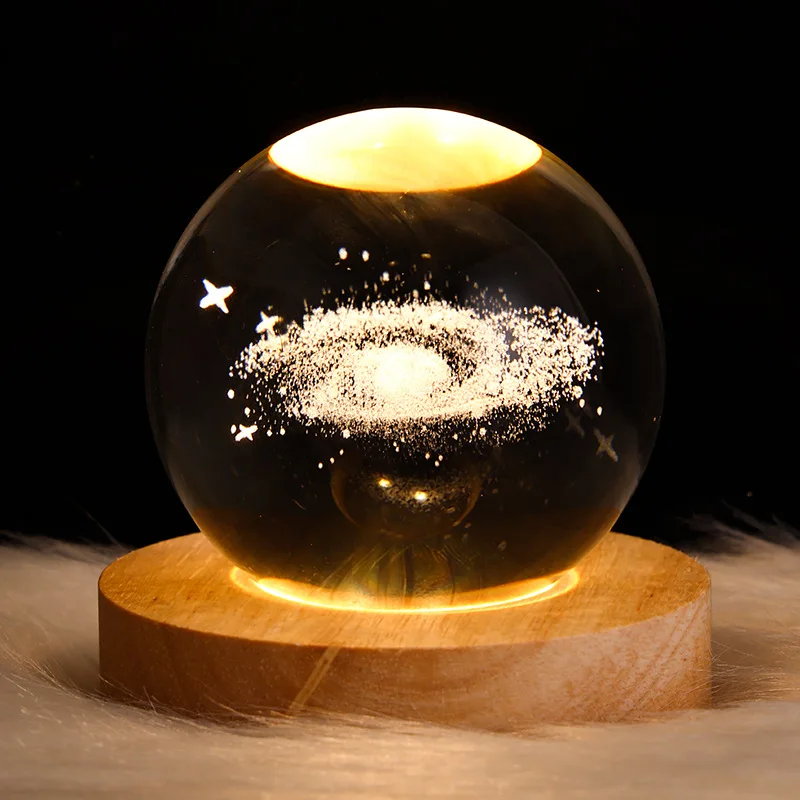 

Crystal Ball Night Lights Glowing Planetary Galaxy USB Table Lamp Room Decoration Bedside Light For Christmas Gifts Home Decor
