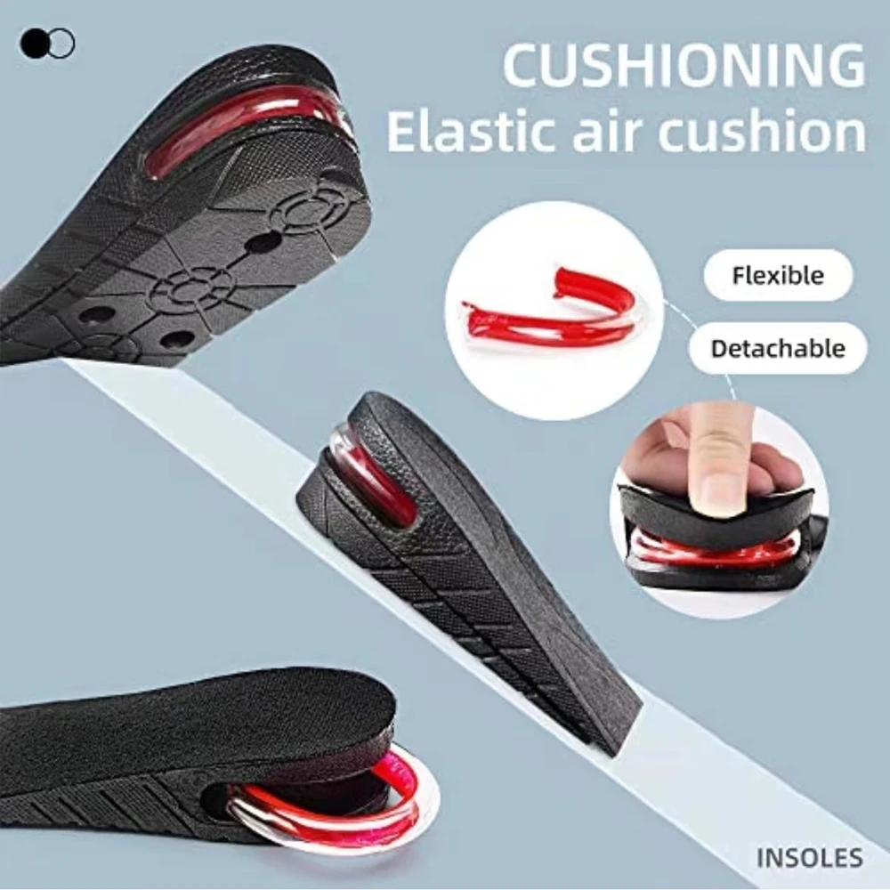 3-7.5cm Invisible Height Increase Insole for Men Women Adjustable Shoe Cushion Heel Lift Insert Taller Shock Absorption Foot Pad