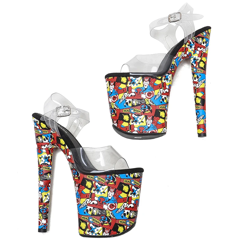 Leecabe  20cm/8inch PVC upper  pole dance sandals lady shoe high heel platform pole dance shoes