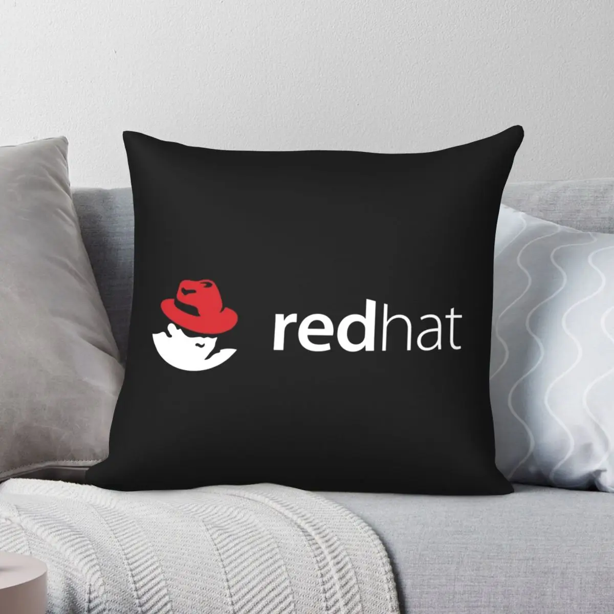

Redhat квадратная Подушка Чехол из полиэстера и льна с бархатным узором на молнии Декоративная Подушка Чехол Чехлы на подушки для дома