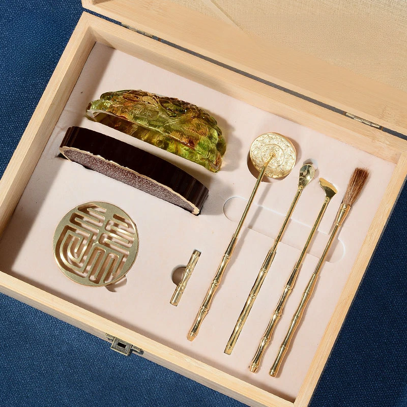 

Incense Burner Set Glaze Household Indoor Fragrant Shovel Fragrant Spoon Grey Compression Seal Cutting Tool