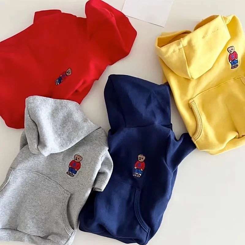 

Small Dogs Clothes Embroidered Bear Hoodie Pet Dog Clothing Cartoon Cute Warm Autumn Winter Fashion Girl Chihuahua Cats Costume