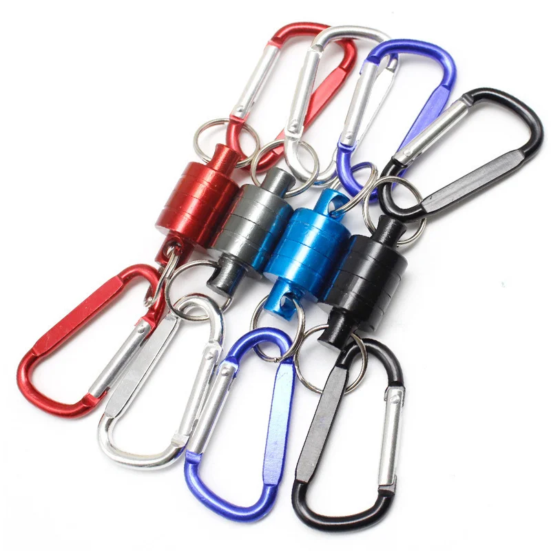 Fishing Keychain Carabiner Fishing Accessories Small Magnetic CarabinerOutdoor Camping Carabiner Anti-lost Rope