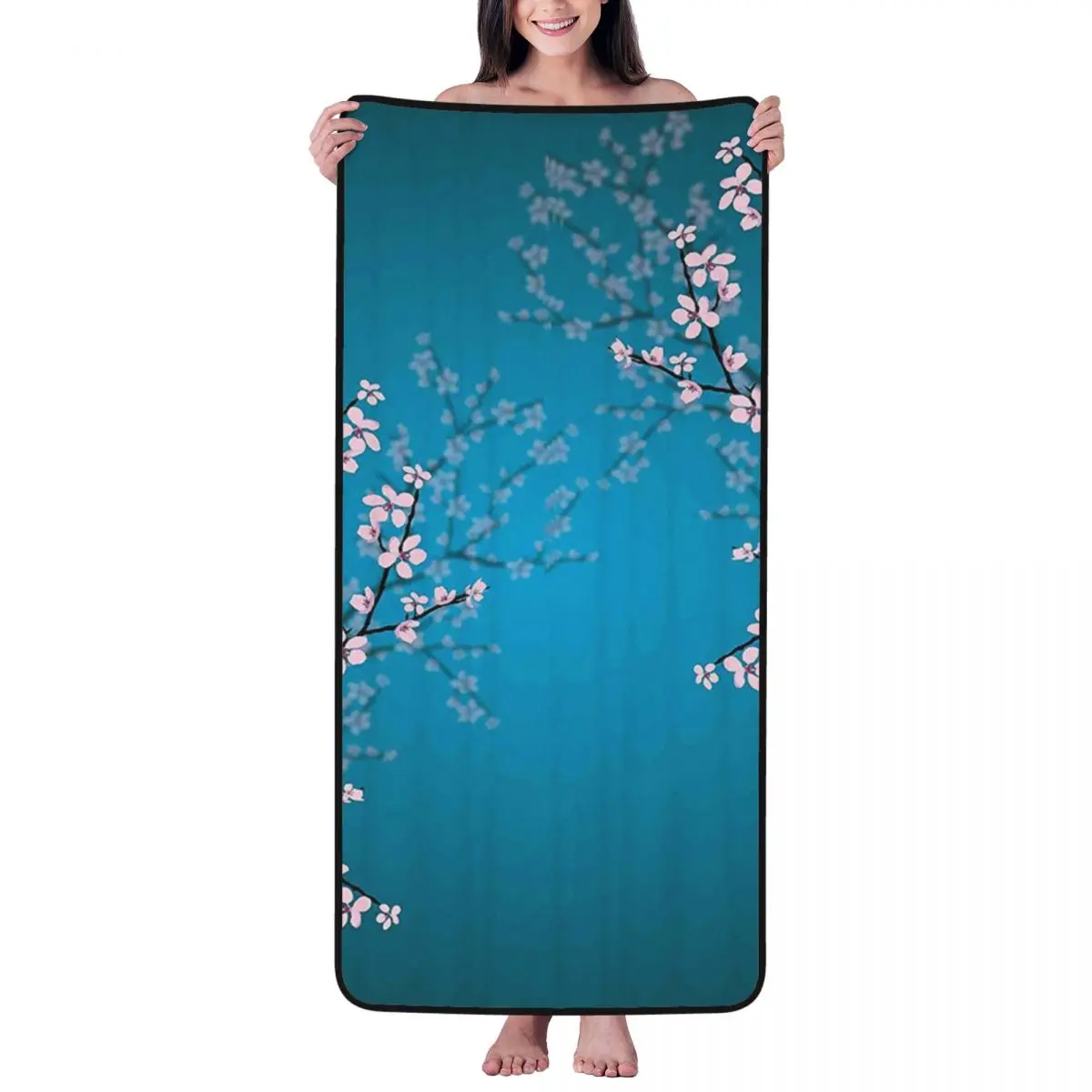 

Spring Japanese Plants Beach Towel for Adult Kids Microfiber Bath Towel Blanket for Camping Swim Pool Travel Beach Gym