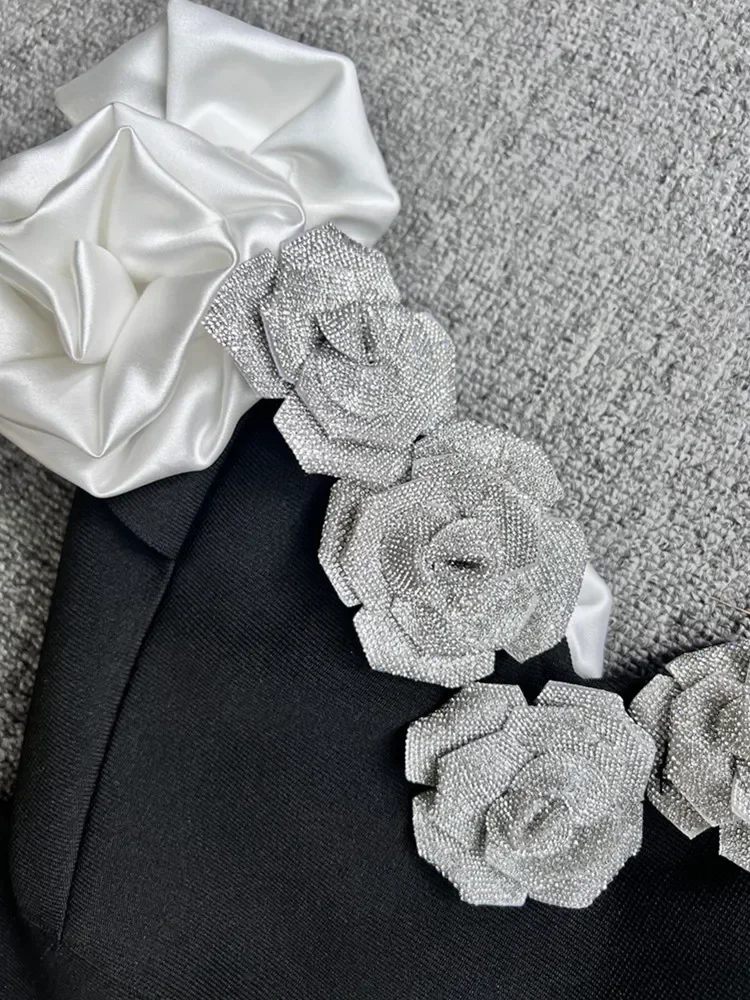 Женское летнее сексуальное платье знаменитостей с открытыми плечами и черным