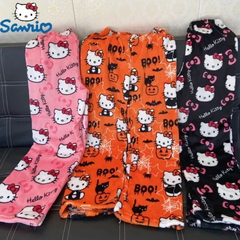 Пижама Hello Kitty Sanrio Милая мультяшная Коралловая флисовая пижама брюки мягкие