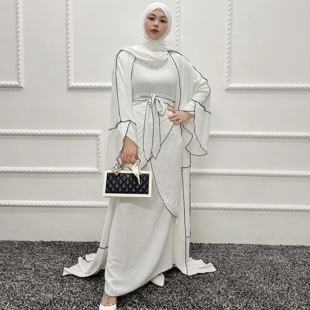 

Fashion Muslim 3 Pieces Abaya Set for Women Solid Autumn 2023 Dubai Turkey Arabic Oman Moroccan Caftan Islamic Clothing Fall