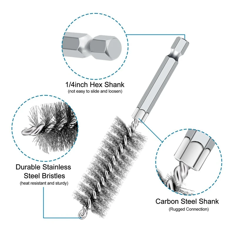 Набор щеток с проволочным отверстием для электродрели 24 шт. серебристый