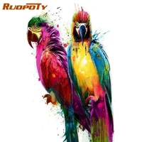 ruopoty paint by numbers parrot animal oil picture handmade diy frame on canvas acrylic pigment drawing wall arts unique gift