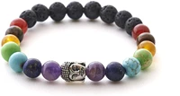 natural stone 7 chakra energy buddha bead bracelet tiger eye stone lapis beaded buddha head pendant colorful bracelet for women