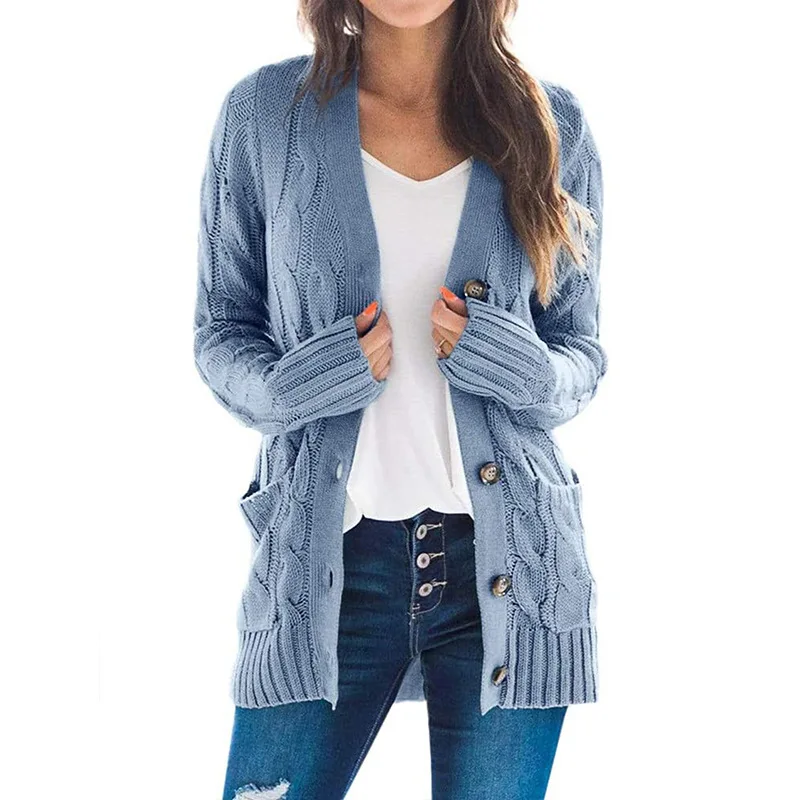 

Autumn and Winter Cardigan Sweater Women's Clothing V-neck Single-breasted Long-sleeved Vintage Sweater Coat Cardigan