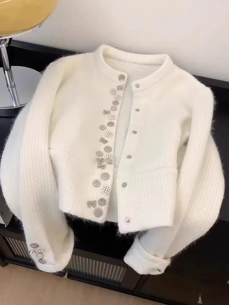 Женский белый кардиган свитер в стиле Харадзюку кашемировые вязаные свитера с
