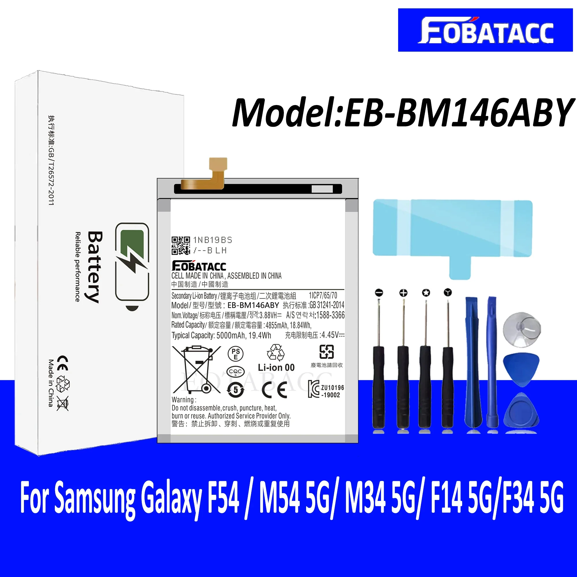 EOTABACC 100% новый аккумулятор большой емкости для Samsung Galaxy F54 / M54 EB-BM146ABY/M34 5G/ F14 5G/F34 5G +