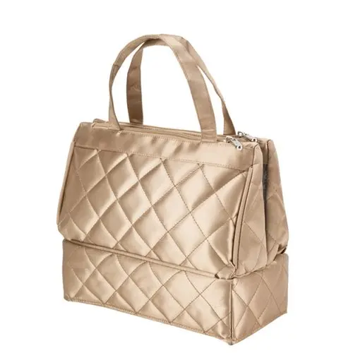 

QUILTED GOLD COSMETIC / TOILETRY BAG