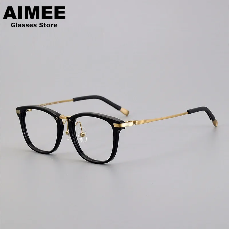 Японская дизайнерская оправа для очков из чистого титана Мужские квадратные