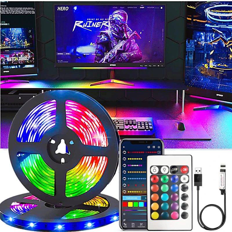 

LED Strip Light 1M-10M RGB 2835 USB Bluetooth DIY Smart Flexible Diode Suitable For Room kitchen Party Decor Luces Holiday Gift