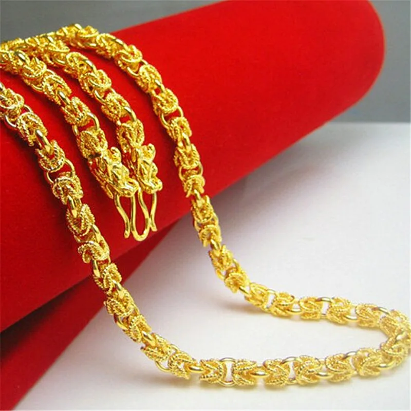 

Gold plated 24k necklace bibcock rope necklace 55cm long men's wedding engagement fine jewelry gold necklace free of charge