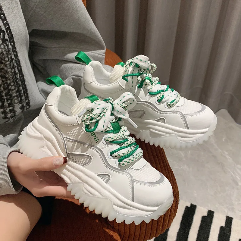 

Женские модные кроссовки хорошего качества, Толстая Женская Повседневная Спортивная обувь на шнуровке высокого качества