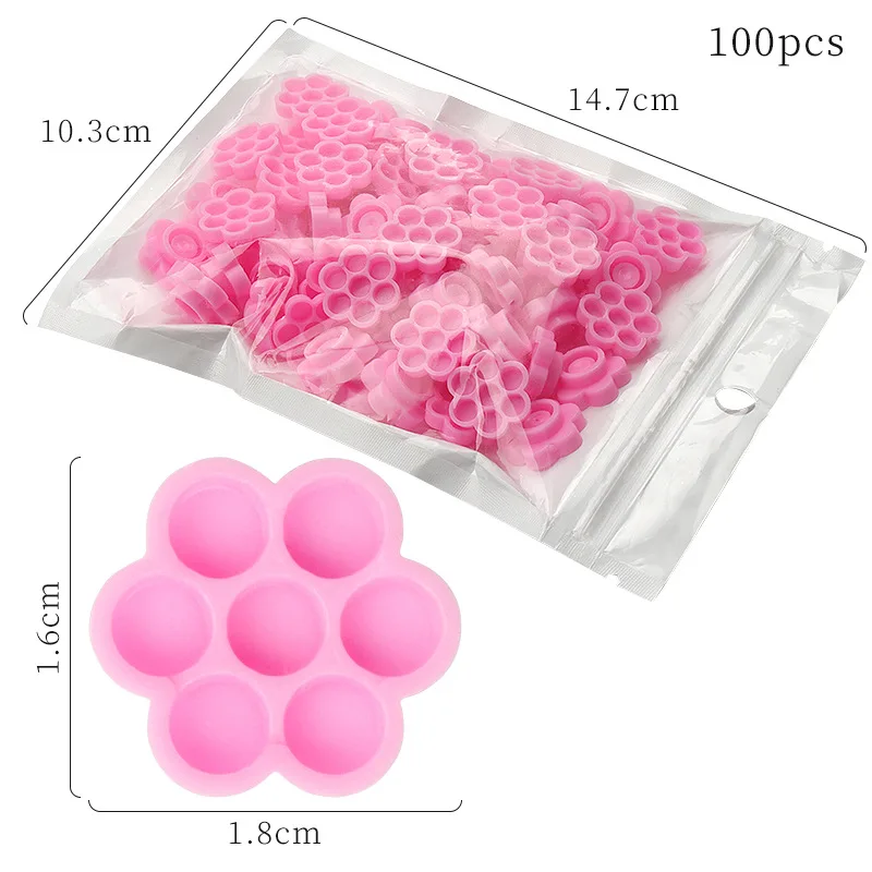 

100 Pcs Eyelash Extension Pink Glue Cups Epoxy Cup Delay Cup Grafting Eyelash Make Up Tools Tattoo Adhesive Pigment Cups