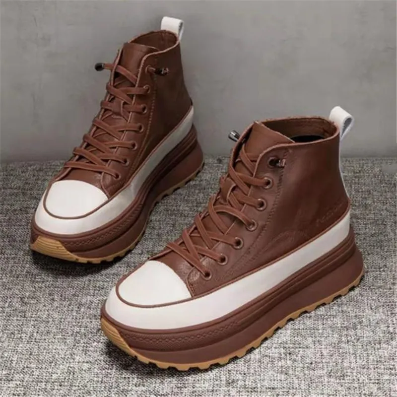 

Brown Sneakers Women Vulcanized Shoes New Fashion High Top Ladies Trainer Sport Zapatillas Mujer Platform Sneakers Women Shoes