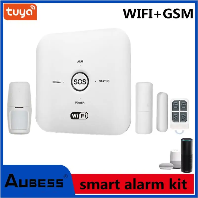 

AUBESS WIFI GSM Home Security Alarm System Kit PIR Remote Control Alarm System Tuya Smart Home work with Alexa Google Assistant