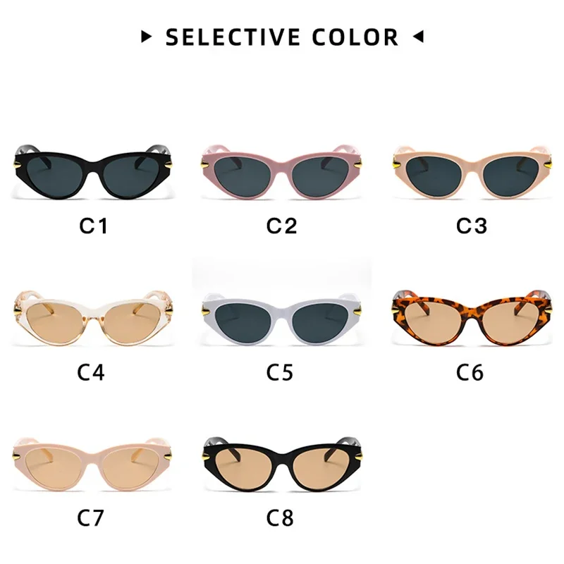 Очки солнцезащитные женские винтажные овальные в оправе кошачий глаз