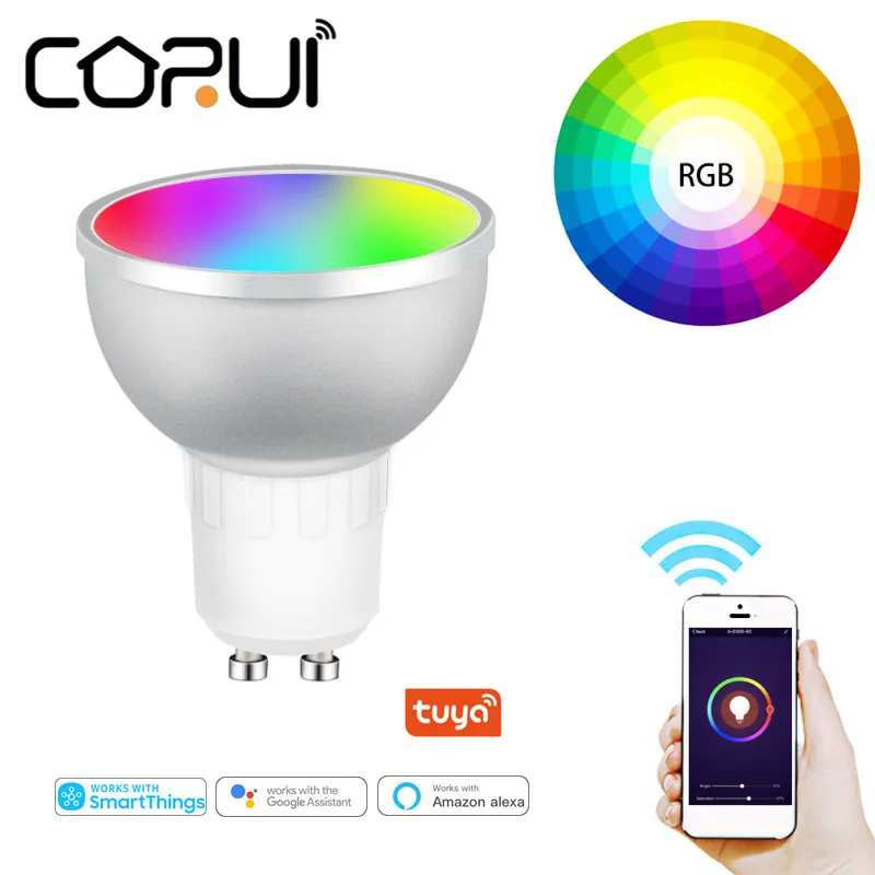 

CORUI Tuya Zigbee GU10 Smart LED Light Bulb RGBCW Dimmable Lamp Spotlight Smartthings Remote Control Work With Alexa Google Home