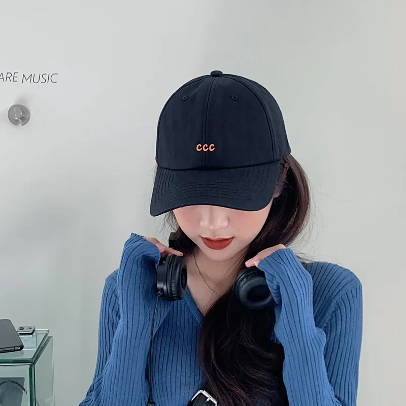 

Korean Style Internet Celebrity Ins Wide Brim Slimming C Letter Baseball Cap Female Spring and Summer Soft Top Couple Street