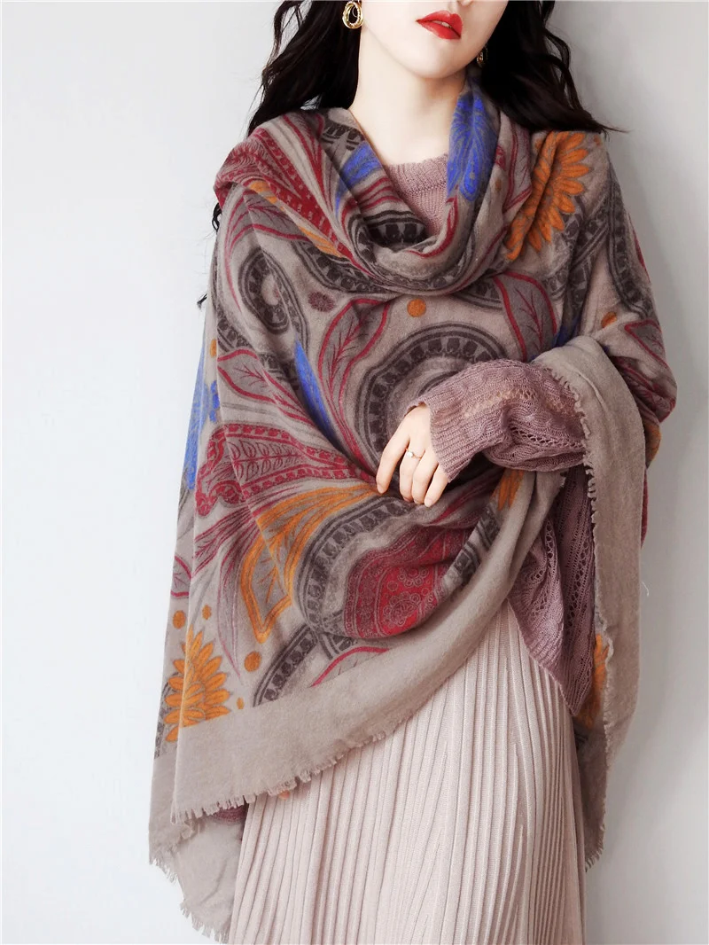 

Slightly Thick Italian Elegant Pure Wool Scarf Women's Summer Air-Conditioned Room Autumn and Winter Talma