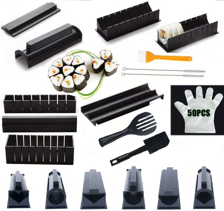 

11Pcs/Set Sushi Maker Equipment Kit,Japanese Rice Ball Cake Roll Mold Sushi Multifunctional Mould Making Sushi Tools