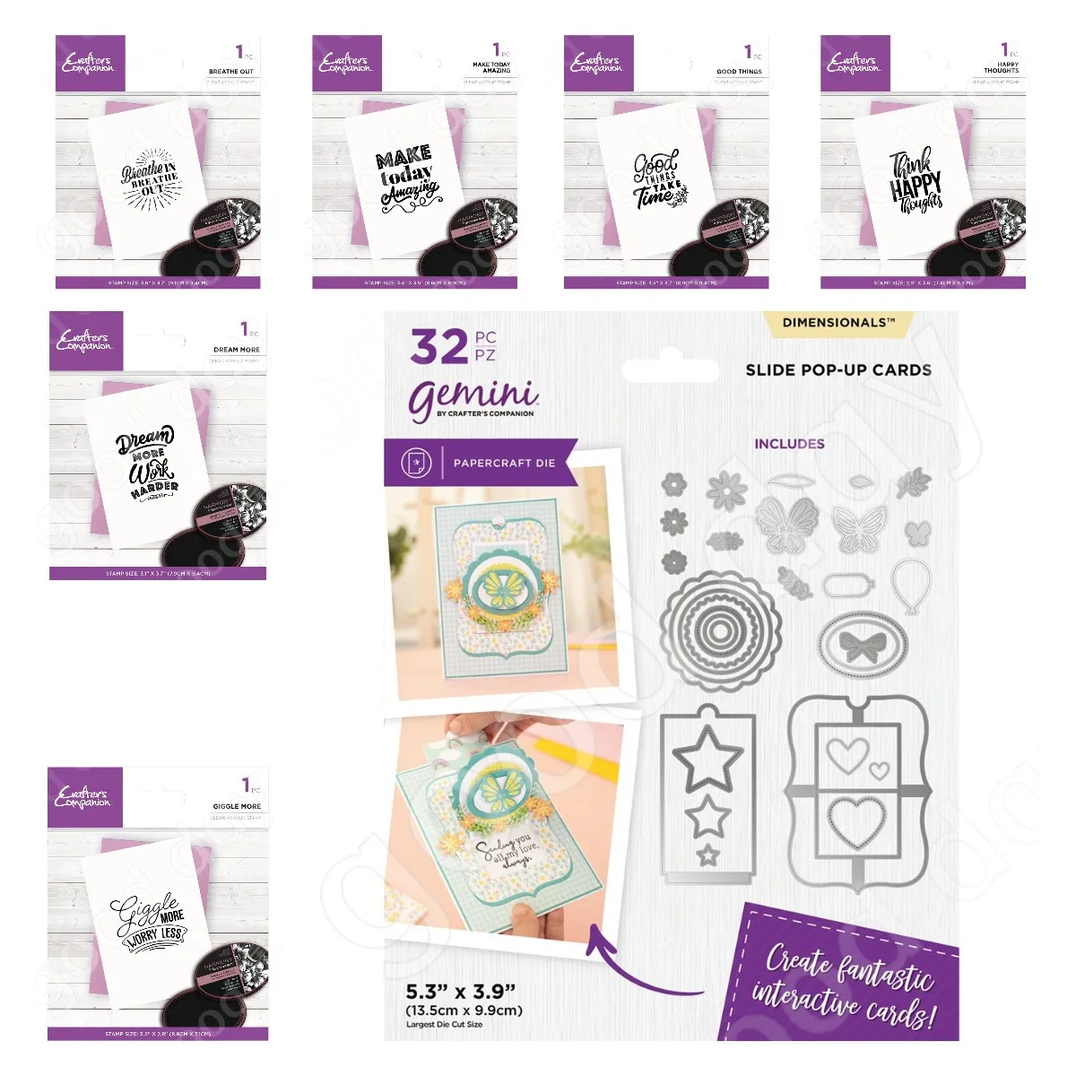Words of Blessing Slide Pop-up Cards Cutting Dies Stamps Scr