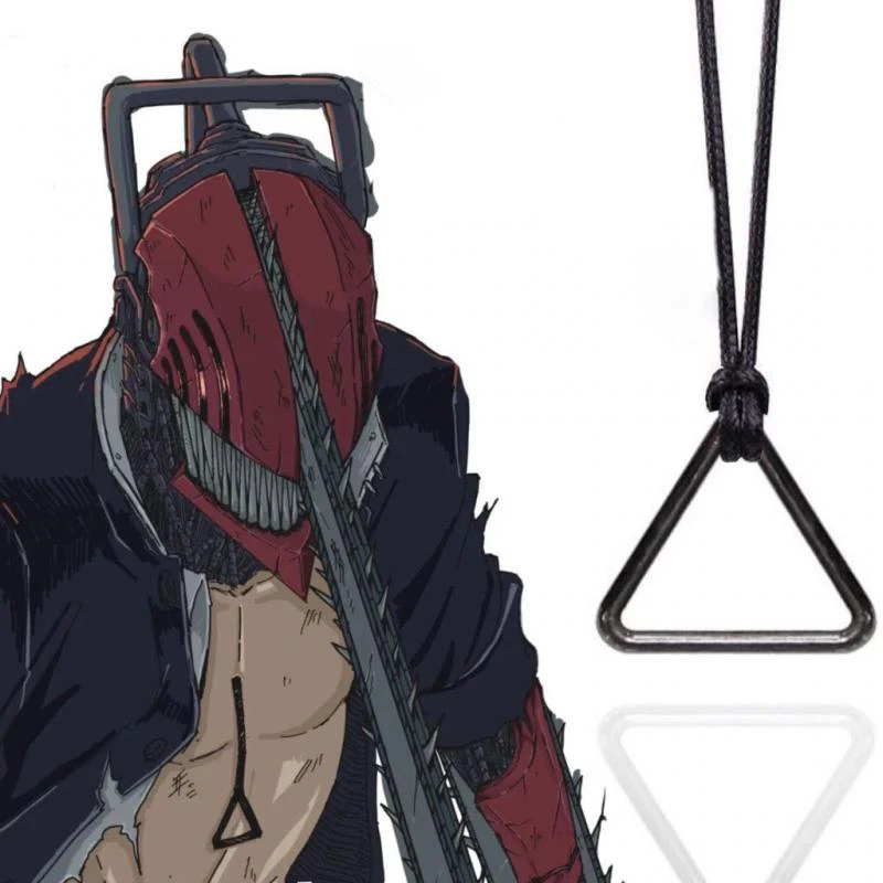 

Kawaii Chainsaw Man Cartoon Triangular Pull Ring Necklace Cute Pochita Denji Cos Necklace Ornament Creative Birthday Gifts