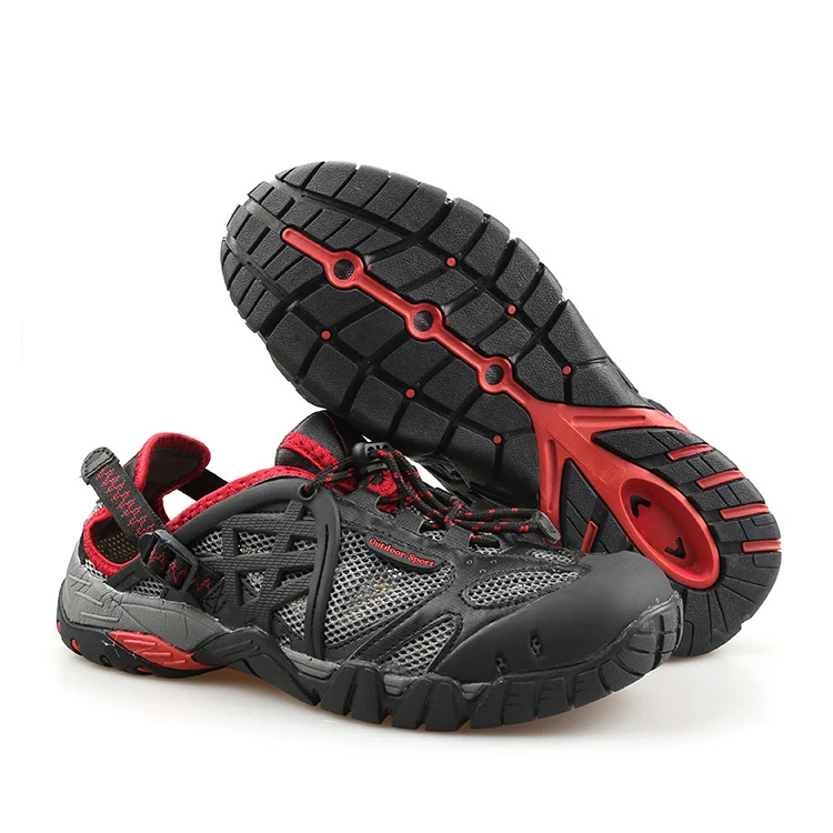 Lovers outdoor drainage shockproof anti-slip hiking wading sandals men women wearable mesh breathable quick-drying beach shoes
