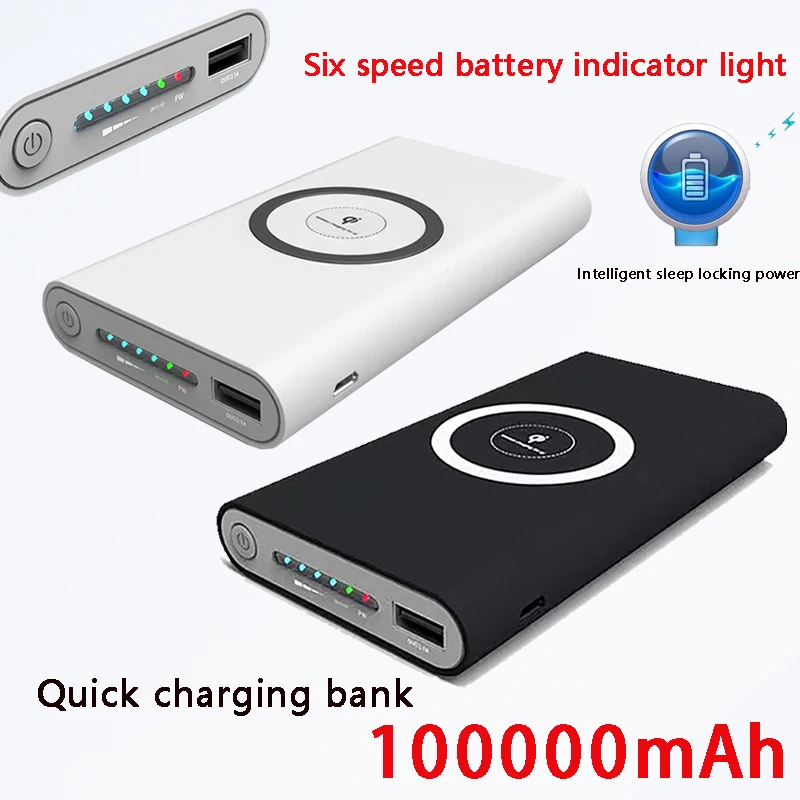 

Free Shipping New QI Wireless Charging Bank 100000 MAh High Capacity Polymer Wireless Charging Mobile Power Supply Charging Bank