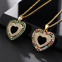 wangaiyao light luxury retro personality cute color zircon hollow love necklace pendant all match couple girlfriends clavicle ch