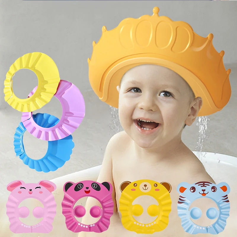 Adjustable Baby Bath Shampoo Cap Cute Shower Head Cover for Kids Ear Eye Protection EVA Soft Safe Children Shower Hair Wash Hat
