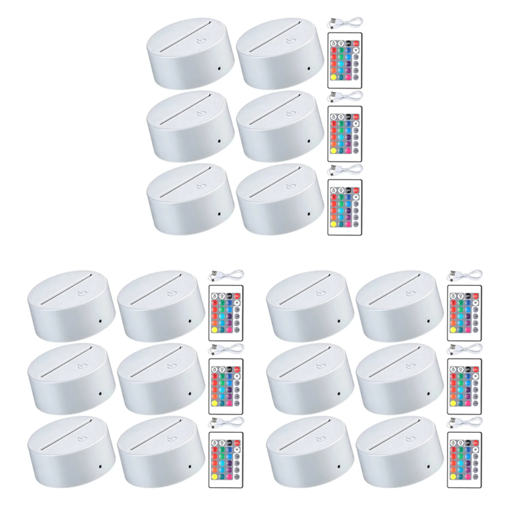 

18 Pieces 3D Night LED Light Lamp Base 16 Colors Base Decorative Light Lamp Base for Acrylic and Resin Glass (White)