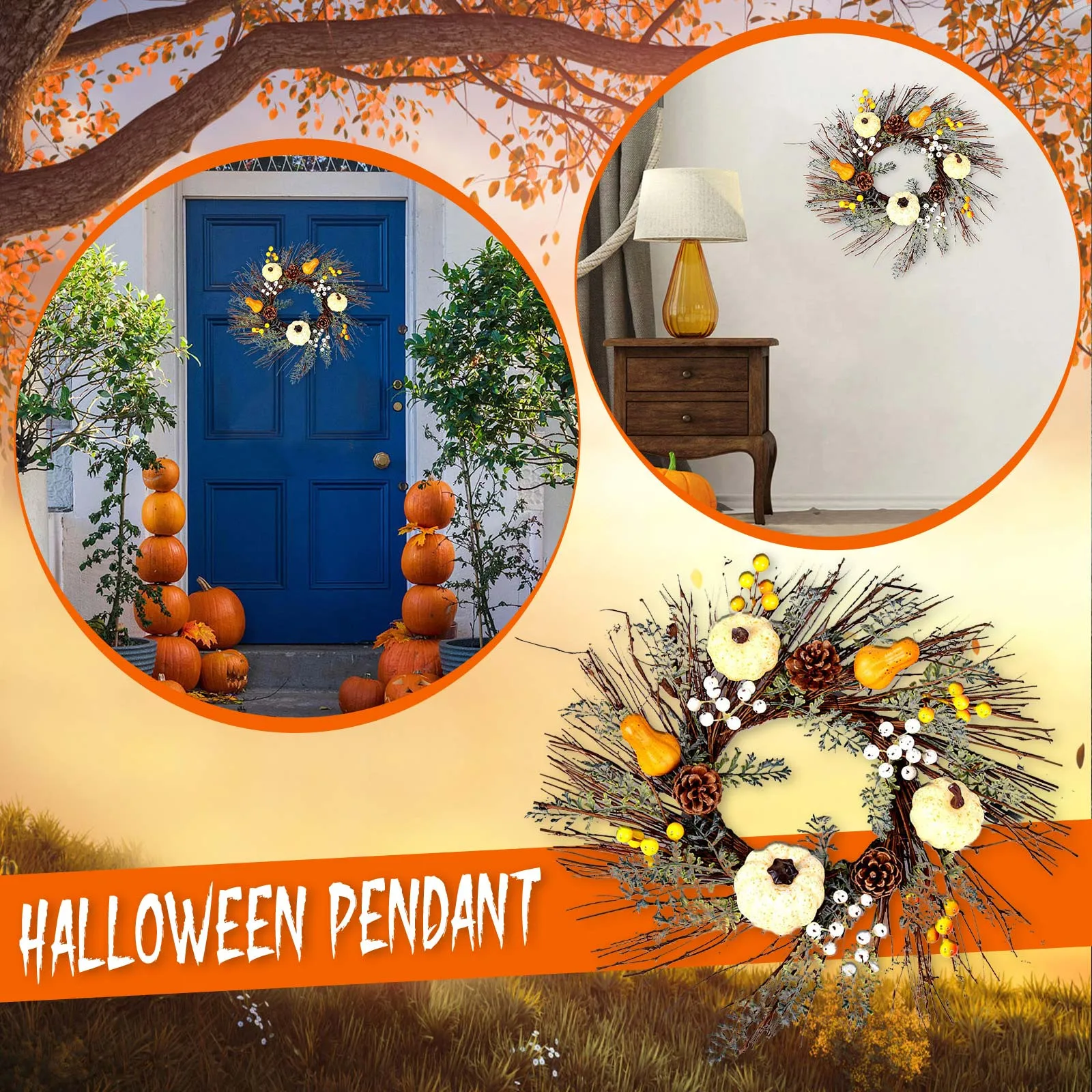 

Halloween Wreath Wreath Party Decoration Scene Arrangement Dog Christmas Wreath Kitchen Accessories Christmas Bow for Wreath