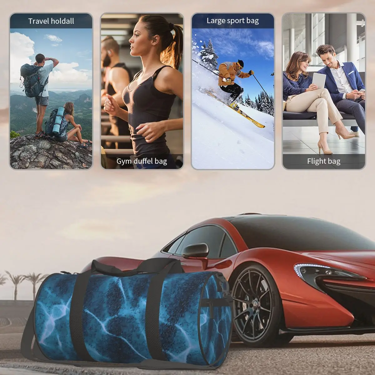 Сумка для спортзала с мелкой водой кристаллическая морская дорожная