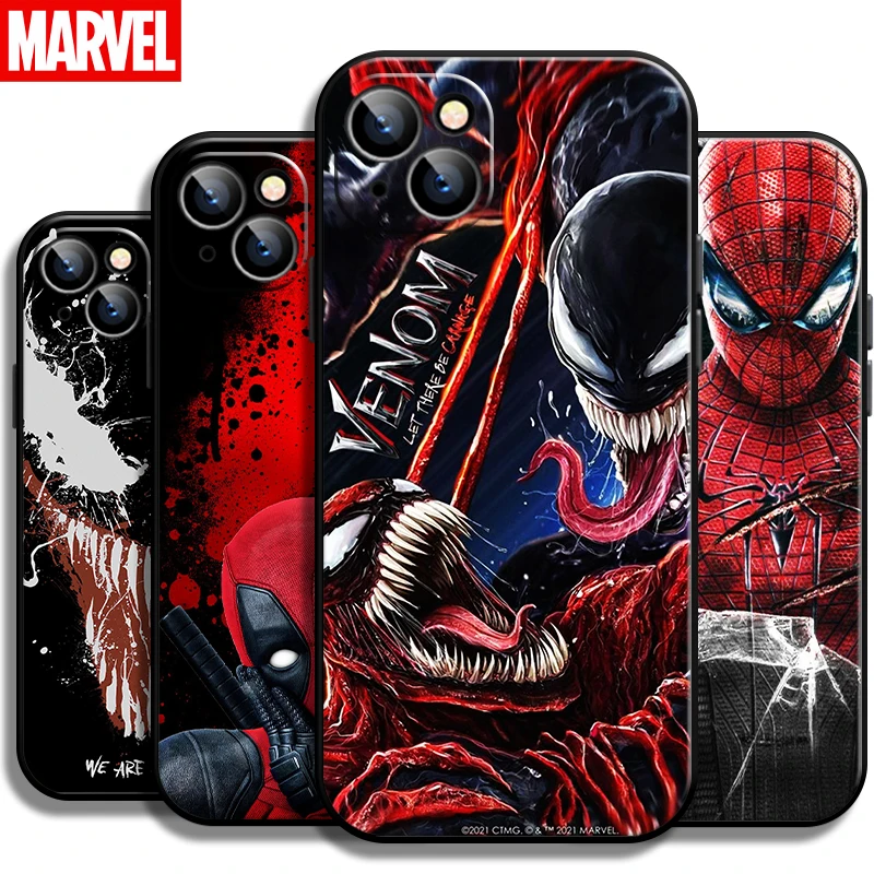 

Venom Spiderman Deadpool For Apple iPhone 13 12 11 Pro Mini X XR XS Max SE 5 6 6S 7 8 Plus Phone Case Carcasa Funda Black