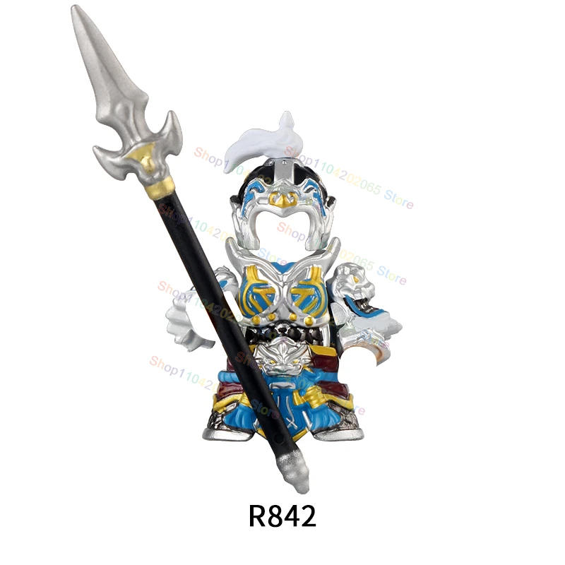 R841-846 Chinese Ancient Figures Building Blocks Famous Lv Bu Guan Yu Zhao Yun Hero figures Historical War Model Brick Kids Toy