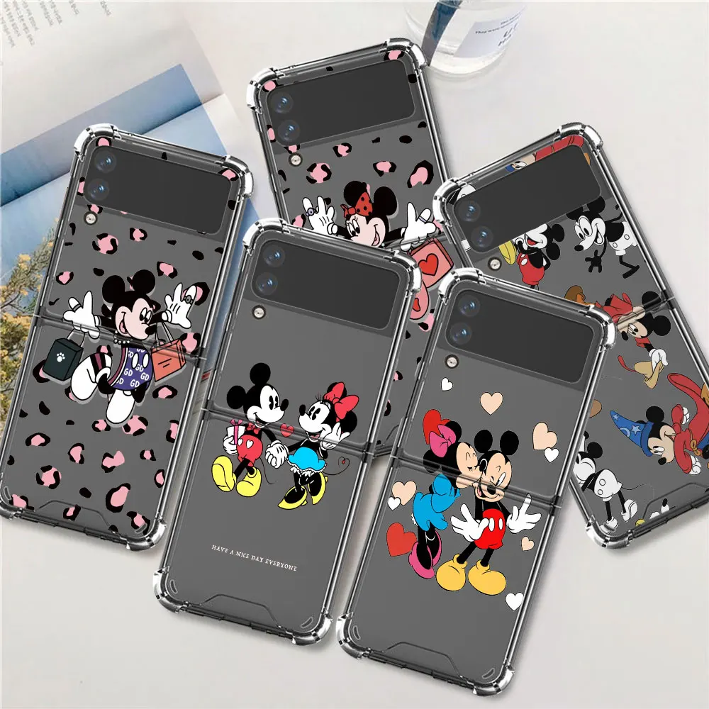 

Clear Airbag Case For Samsung Galaxy Z Flip 3 5G Hard Back Cover Mickey Minnie Mouse