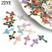 20pcslot 1425mm multicolor cross enamel charms for jewelry making cute earring pendant necklace handmade diy alloy accessories