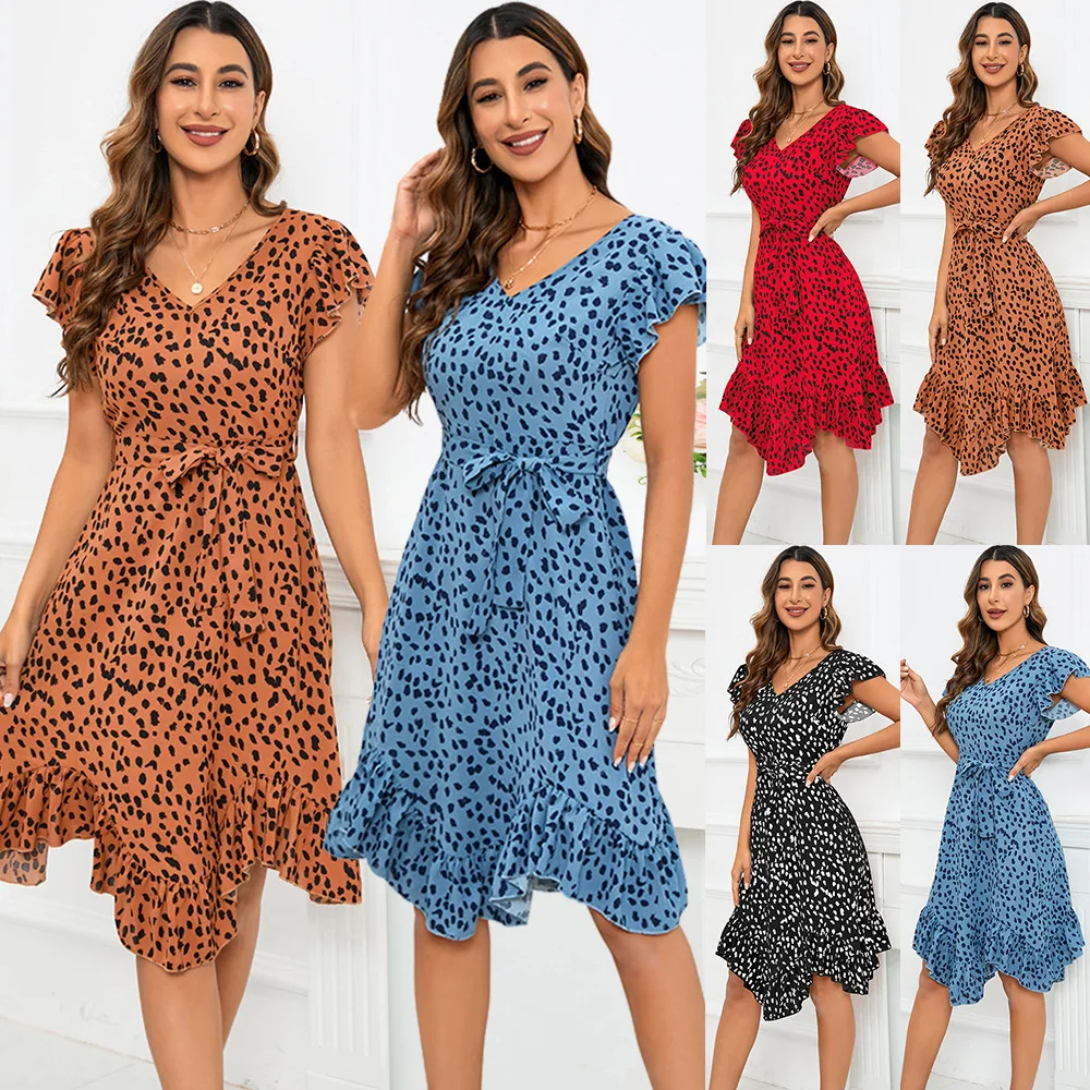 

Leopard print skirt Irregular hem dress